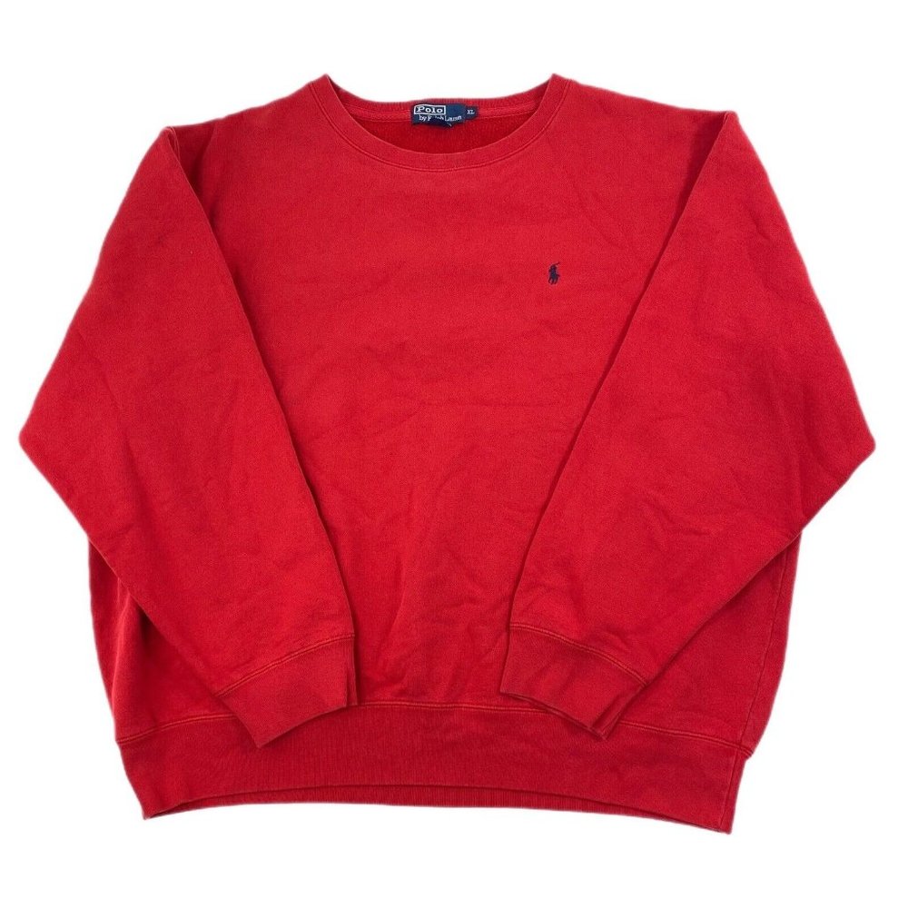 Vintage Polo Ralph Lauren Mens XL Crewneck Sweatshirt Red 1990s Pullover